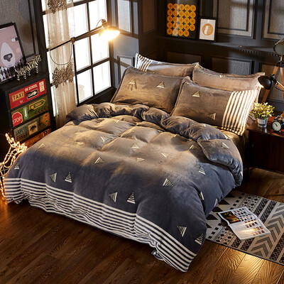 

Brata Flannel four pieces Thickening&warm bedding bed Suite in autumn&winter