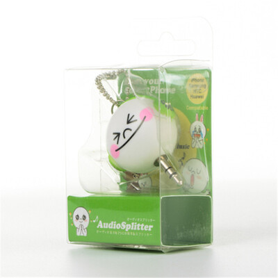 

Cute LINE Cartoon Headphone Splitter Универсальный разъем для наушников для наушников Один-два устройства для обмена музыкой