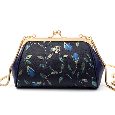

Pmsix ladies shoulder chain bag diagonal bag female embossed leather dinner clutch P520026 dark purple