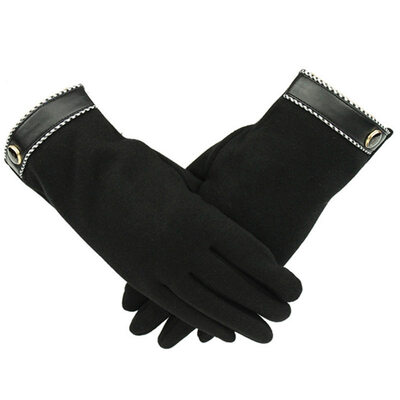 

GLO-STORY gloves men plus velvet warm outdoor travel not down velvet touch screen gloves MST744016 black