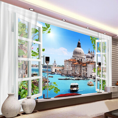 

Пользовательские обои Mural для стены 3D Стереоскопический вид окна Европейский фото стены Бумага комната декор тиснением Нетканые стены обложки