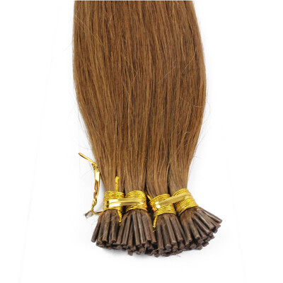 

1g/s 100g Human Virgin Hair Brown Pre-bonded Keratin Stick I-tip Hair Extensions