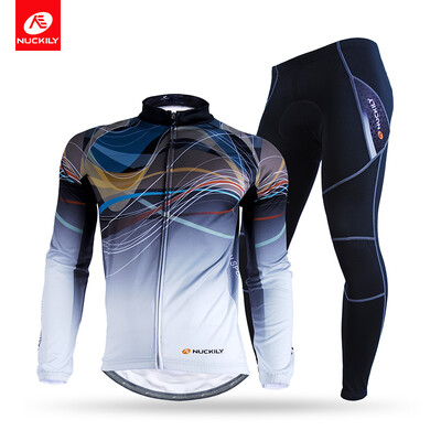 

NUCKILY Winter Men's Cycling Apparel Road Bike Fleece Jersey With Rear Pocket Set