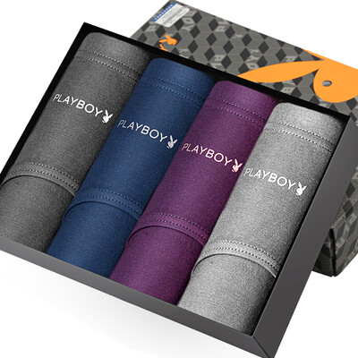 

Playboy PLAYBOY Panties Mens Mens Stretch Cotton Muscle Root Bronzing Triangle Briefs 4 Gift Boxes Dark Gray Merlin Dark Purple Flower Grey XXXL