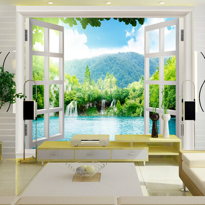 

Custom 3d mural 3D stereo wallpaper living room bedroom background wallpaper warm romantic fake window large mural