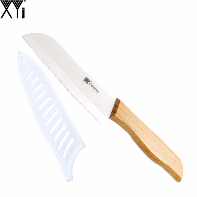 

Bamboo Handle Serrated Bread Ceramic Knife For Cutting Bread Fruit Vegetables 5" Santoku Kitchen Knife Sharp Blade Gift Sale