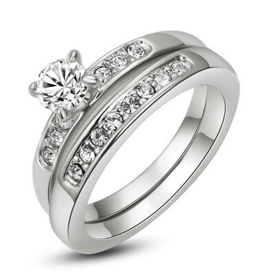 

Yoursfs® 18K Rose Gold Plated Double Rounds Simulated Diamond Rings Use Austrian Crystal Fashion Jewelry
