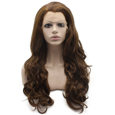 

Iwona Synthetic Hair Lace Front Long Wavy Highlight Brown Wig