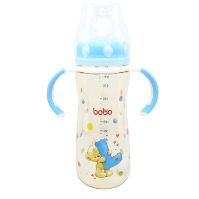 

Le Bao bobo bottle wide caliber with straw with handle baby baby PPSU bottle 260ml blue for more than 12 months