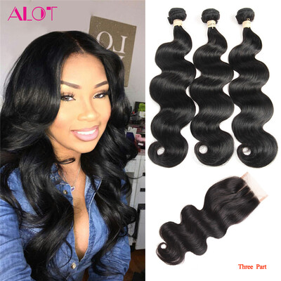 

Brazilian Hair Body Wave 7A 3pcs Human Hair bundles With closure Natural Black