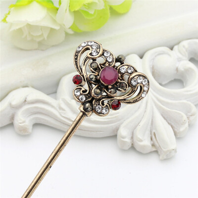 

Vintage Turkish Women Hollow Vines Flower Hair Clasp Resin Jewelry Retro Gold Color India Hair Sticks Arabia Bride Bun Hairpin