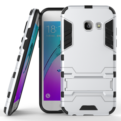 

Shockproof Ultra-thin Armor Plastic TPU Back Case Cover with Stand Holder Phone Case for Samsung Galaxy A3 2017