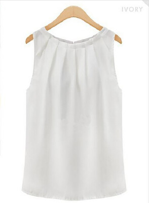 

Woemn Solid sleeveless Sexy Chiffon Sleeveless temperament sleeveless collar chiffon shirt wild chiffon blouse L27