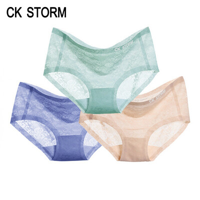 

CK STORM Womenss Underwear Briefs Jacquard Weave Lace Cotton Bottom Pack of 3