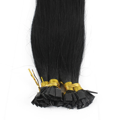 

1g/s 100g Jet Black Prebonded Keratin Flat tip Human Hair Extensions