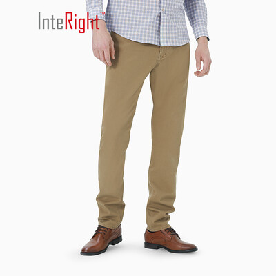 

INTERIGHT casual pants mens stretch narrow feet slim casual pants deep khaki 34 XL