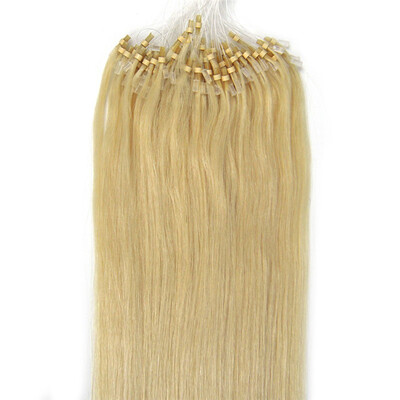 

Full Head 100g #613 Pale Blonde Micro Loop Ring Remy Human Hair Extensions