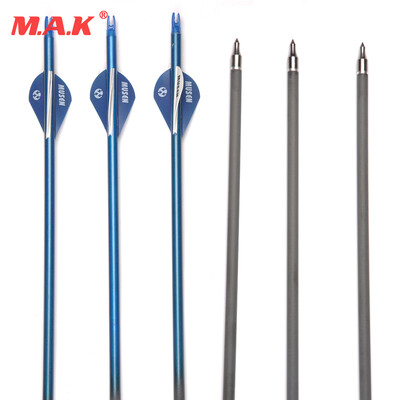 

24pcs 30 Inches Spine 340 Carbon Shaft Arrows OD76mm with Plastic Fletching for Compound Recure Bow Archery
