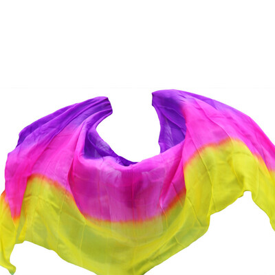 

2017 New 100 Silk Veils Belly Dance Practice Performance Silk Veils 250270114 cm YellowRosePurple
