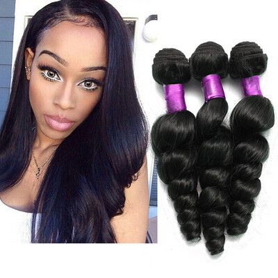 

4Pcs Brazilian Virgin Hair Loose Wave Natural Black Peruvian Malaysian Brazilian Hair Weave Bundles Top Hair Extensions Loose Wave