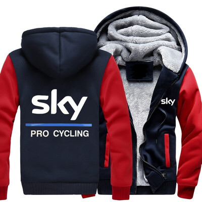

2018 New USA SIZE Men Winter Autumn Hoodies SKY PRO CYCLING pattern Fleece Coat Baseball Uniform Sportswear Jacket wool