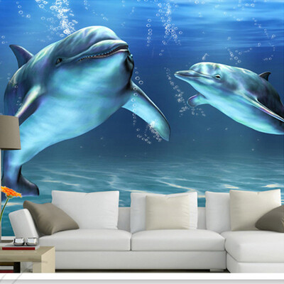 

Custom Photo Wallpaper 3D Stereoscopic Mural Bedroom Living Room TV Background Non-woven Printed Wallpaper Marine Dolphin