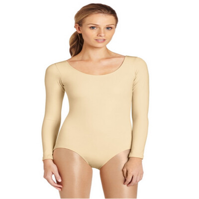 

2018 New Five Colors Women Bodysuit Costumes Scoop NeckLong Sleeves Halffull Bodysuit Spandex Dance Unitard Zentai Suit W
