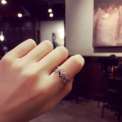 

MIN & BO Jewelry influx of people ring ring girl Era of double heart simple dynamic crystal wedding love festival birthday Gifts