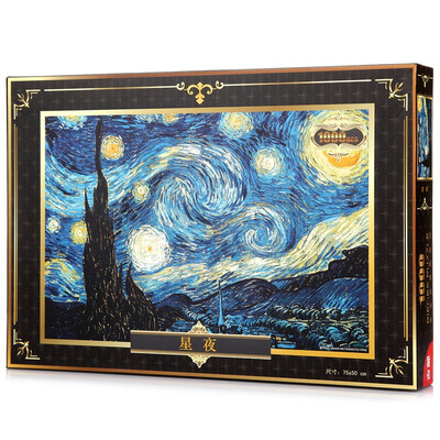 

Ancient part of the adult puzzle 1000 pieces of the world famous painting Van Gogh oil painting puzzle toys 11CF10001771-starry sky