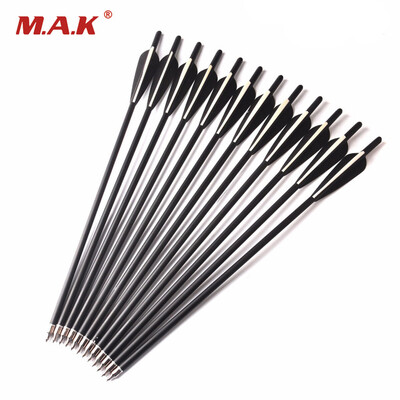 

12 pcs OD 88 mm Carbon Arrow 20 Inches With 2 Black 1 White Plastic Feather for CompoundRecure Bow Hunting Shooting
