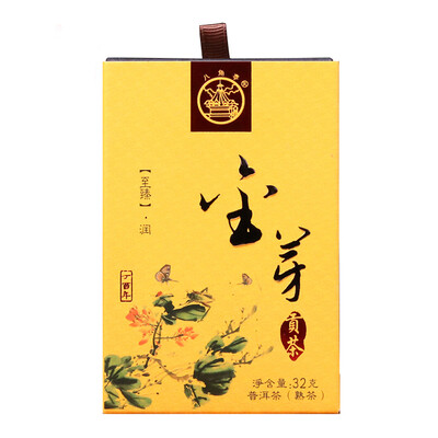 

Бохайский морской восьмиугольный чай Pu'er Tea Pu'er Приготовленный чай 2017 в Handan Gold Buds Boutique Pack 32g В штучной упаковке Mini Brick