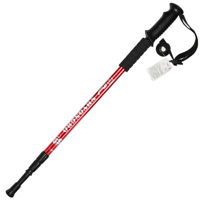 

Kang Li Shi light aluminum trekking pole lock three sticks portable outdoor hiking walking stick mountaineering retractable crutch T handle S19 red