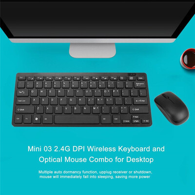 

ZB15901 Mini 03 2.4G DPI Беспроводная клавиатура и оптическая мышь Combo для рабочего стола