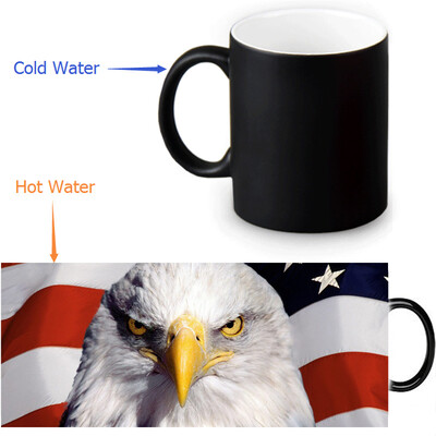 

US Flag And Bald Eagle 350ml/12oz Heat Reveal Mug Color Change Coffee Cup Sensitive Morphing Mugs Magic Mug Milk Tea Cups