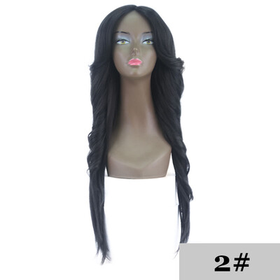 

XTRESS Heat Resistant Synthetic Wigs For Women Natural Long Straight With Bangs 26" Ombre Hair Black To Brown 180 Heavy Density
