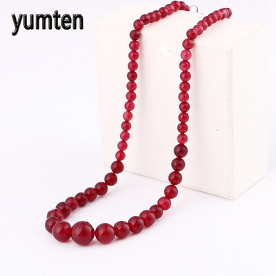 

Yumten Red Agate Chain Necklace Кристалл из натурального камня Кристалл для женщин из бисера Стимпанк Sobretudo Feminino Skyrim Sereia Tardis