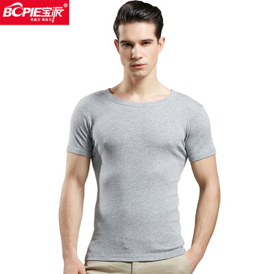 

Baopai BOPIE Mens vest Mens cotton T-shirt short-sleeved casual sports breathable bottoming shirt ash gray round neck  16590