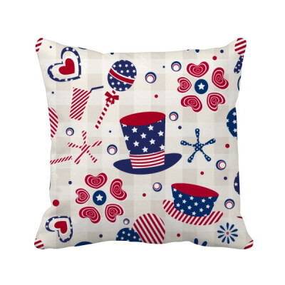 

USA Hat Drink Love Heart Firework Festival Square Throw Pillow Insert Cushion Cover Home Sofa Decor Gift