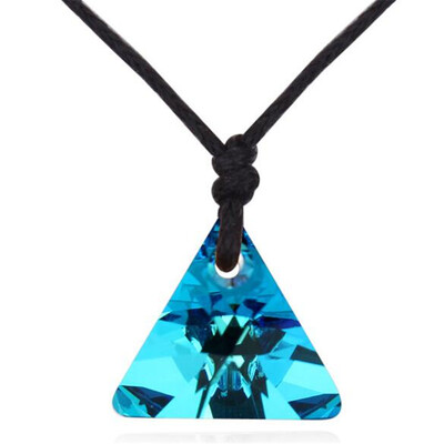 

Black Rope Chain Necklace Pendant Triangle Crystal from Austrian Punk Fashion Jewelry For Women 27418