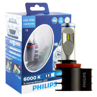 

Philips (PHILIPS) LED автомобильный противотуманная фара H11 / H8 / H16 Универсальная 2 установлены оптические отбеливатели 6000K белый 200%