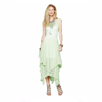 

Lovaru ™New 2015 summer dress Summer fashion lace irregular large pendulum long grey dress