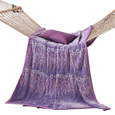 

iDouillet Romantic Floral Plush Fleece Bed Blanket Lavender Throw Sofa Coach Full Twill Queen King
