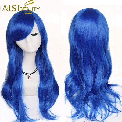 

AISI BEAUTY Long WavySynthetic Cosplay Wig Red Pink Blue Sliver Gray Blonde Brown 70 Cm Synthetic Hair Wigs