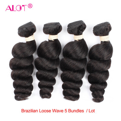 

Alot Peruvian Loose Wave 5 bundles Hair Natural Color Non-Remy Hair Weave 100% Human Hair Bundles