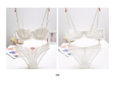 

European&American sexy lace thin cup&half cup with a steel ring with a young girls underwear to gather a bra suit