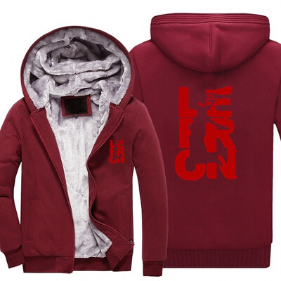 

New USA SIZE Men Winter Autumn Hoodies LEBRON pattern Fleece Coat Baseball Uniform Sportswear Jacket wool