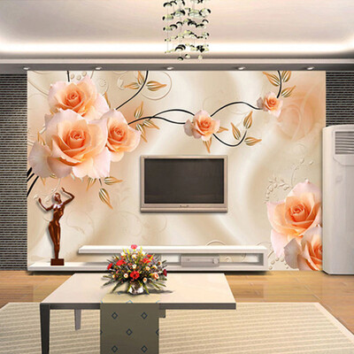 

Пользовательские обои для фото обои Роскошные виллы TV Backdrop Papel De Parede 3D Обои для стен Теплые розовые настенные обои Домашний декор