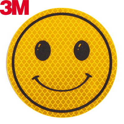 

3M Reflective Smiley Security Warning Scratch Car Sticker Car Sticker Diameter 10cm Fluorescent Orange