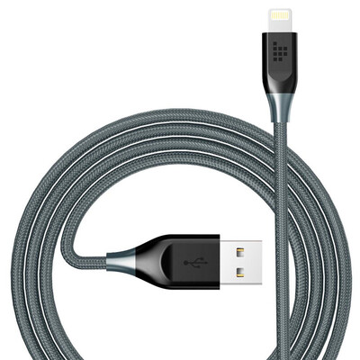 

[Apple MFi Certified] Tronsmart 6ft/1.8m 19AWG Double Braided Nylon Lightning Cable for iPhone iPad and More - Gray+Blac