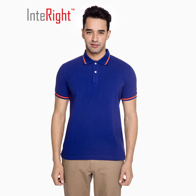 

INTERIGHT cotton POLO shirt mens T-shirt washed casual short-sleeved sapphire blue